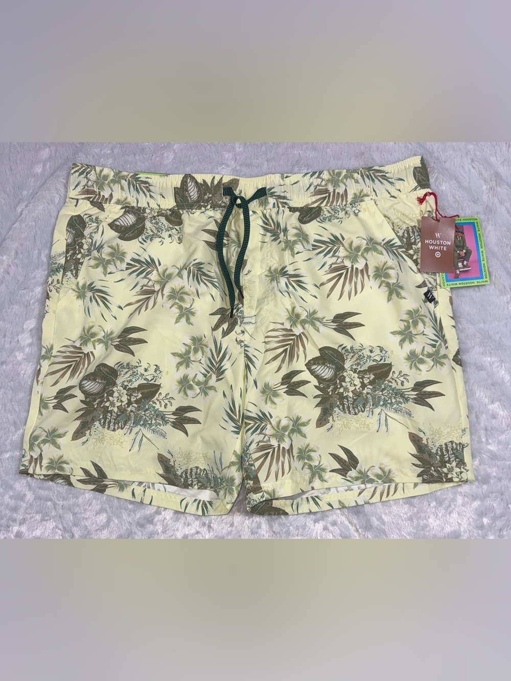 Houston White Men's Yellow Tropical Hybrid Shorts